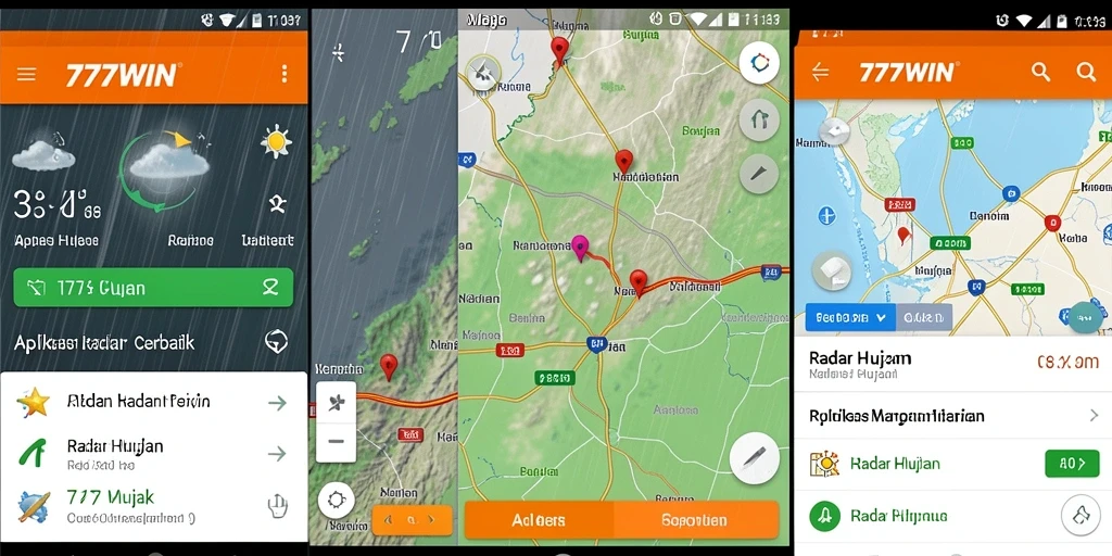 Tampilan antarmuka aplikasi 777WIN dengan fitur radar hujan yang jelas dan informatif.