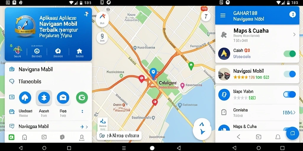 Tampilan antarmuka GAHAR188 untuk navigasi mobil yang user-friendly.