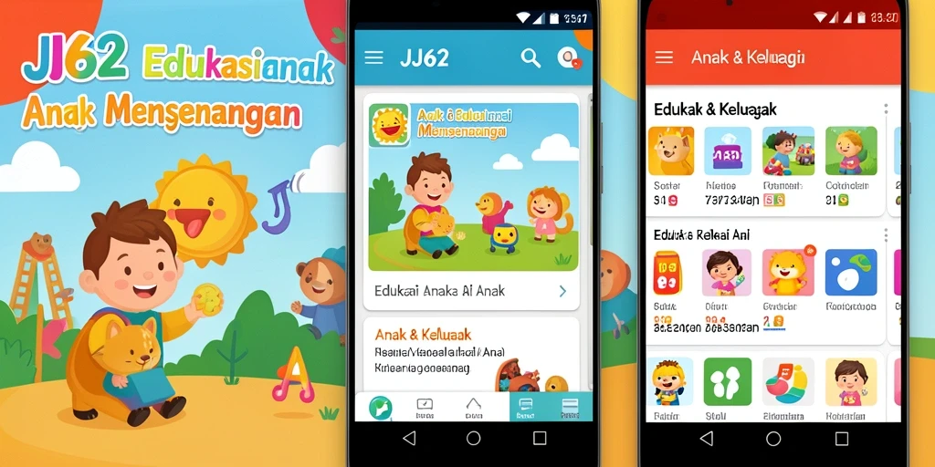 Tampilan antarmuka JJ62 yang menarik untuk anak-anak.