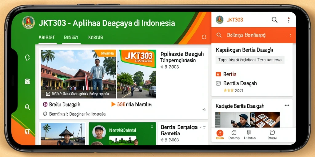 Antarmuka JKT303 menampilkan berita daerah dengan jelas dan menarik.