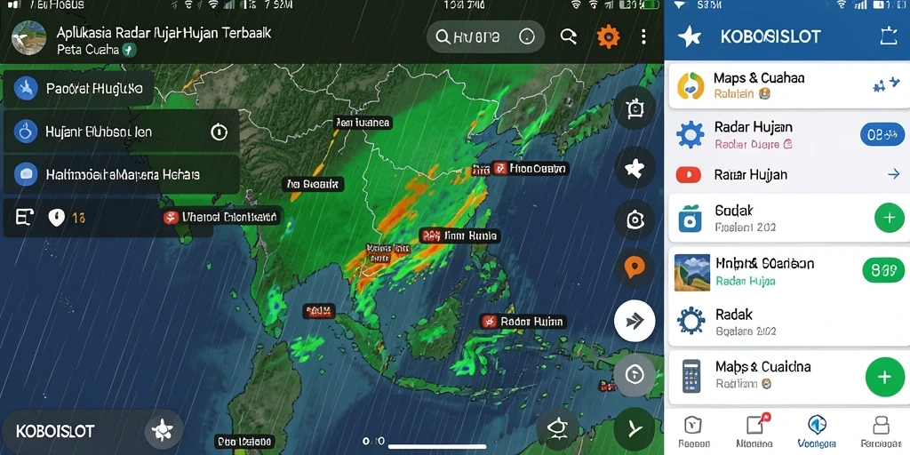Tampilan antarmuka KOBOISLOT menunjukkan fitur Radar Hujan yang informatif.
