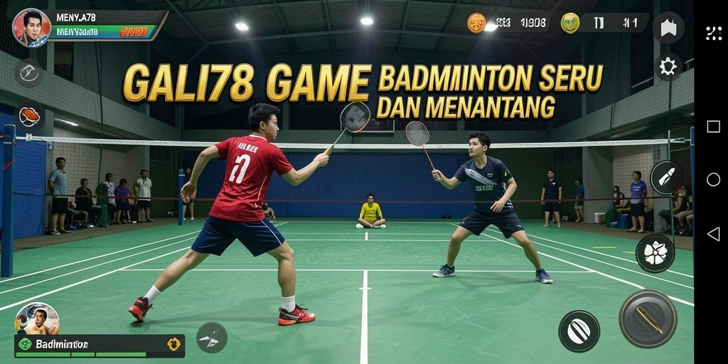 Antarmuka MENYALA78 menampilkan keseruan bermain badminton.