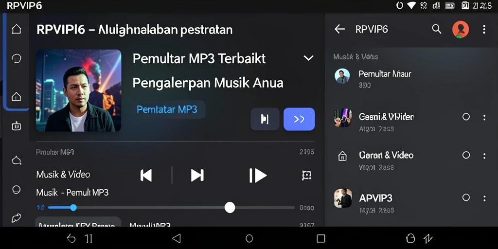 Tampilan antarmuka RPVIP6 dengan fungsi Pemutar MP3 yang intuitif.