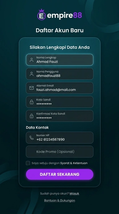Daftar Akun Baru empire88 untuk Pengguna Android